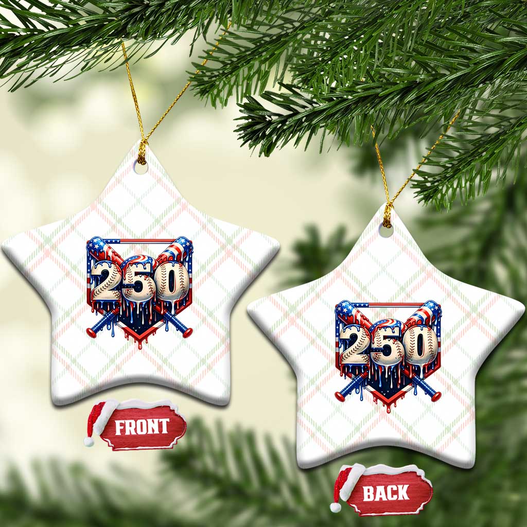 Patriotic Baseball Drip Ceramic Ornament USA 250th Anniversary Gift
