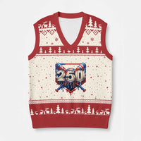 Patriotic Baseball Drip V-Neck Knit Sweater Vest USA 250th Anniversary Gift