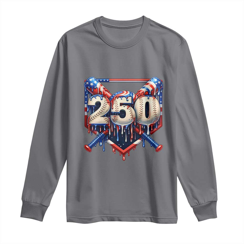 Patriotic Baseball Drip Long Sleeve Shirt USA 250th Anniversary Gift