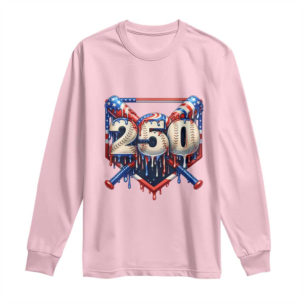 Patriotic Baseball Drip Long Sleeve Shirt USA 250th Anniversary Gift