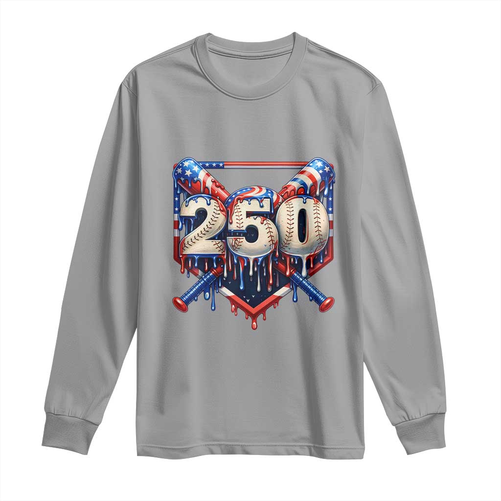 Patriotic Baseball Drip Long Sleeve Shirt USA 250th Anniversary Gift
