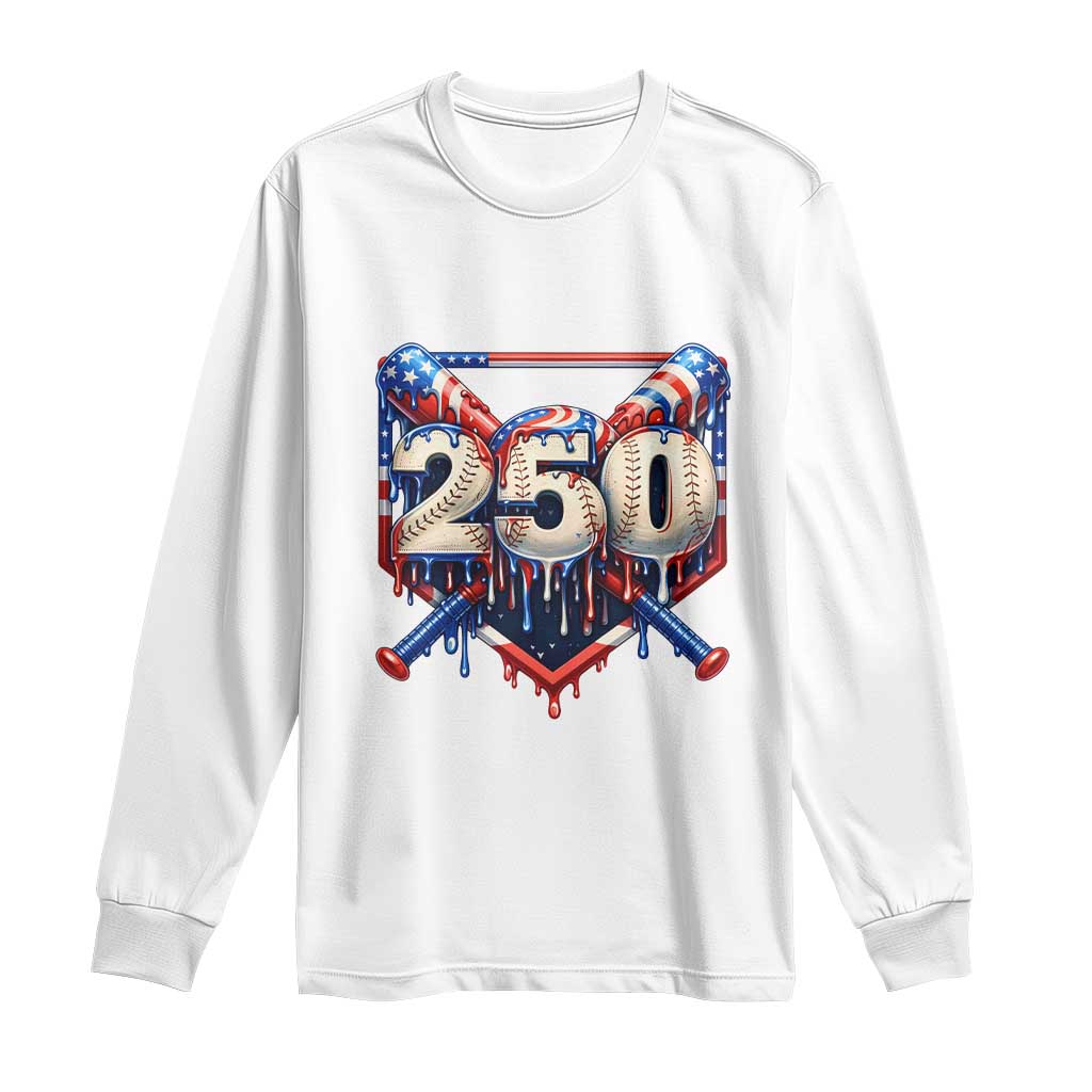 Patriotic Baseball Drip Long Sleeve Shirt USA 250th Anniversary Gift