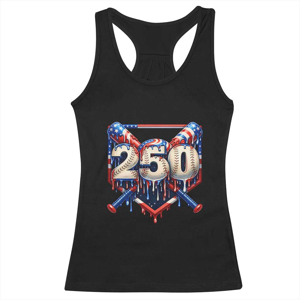 Patriotic Baseball Drip Racerback Tank Top USA 250th Anniversary Gift