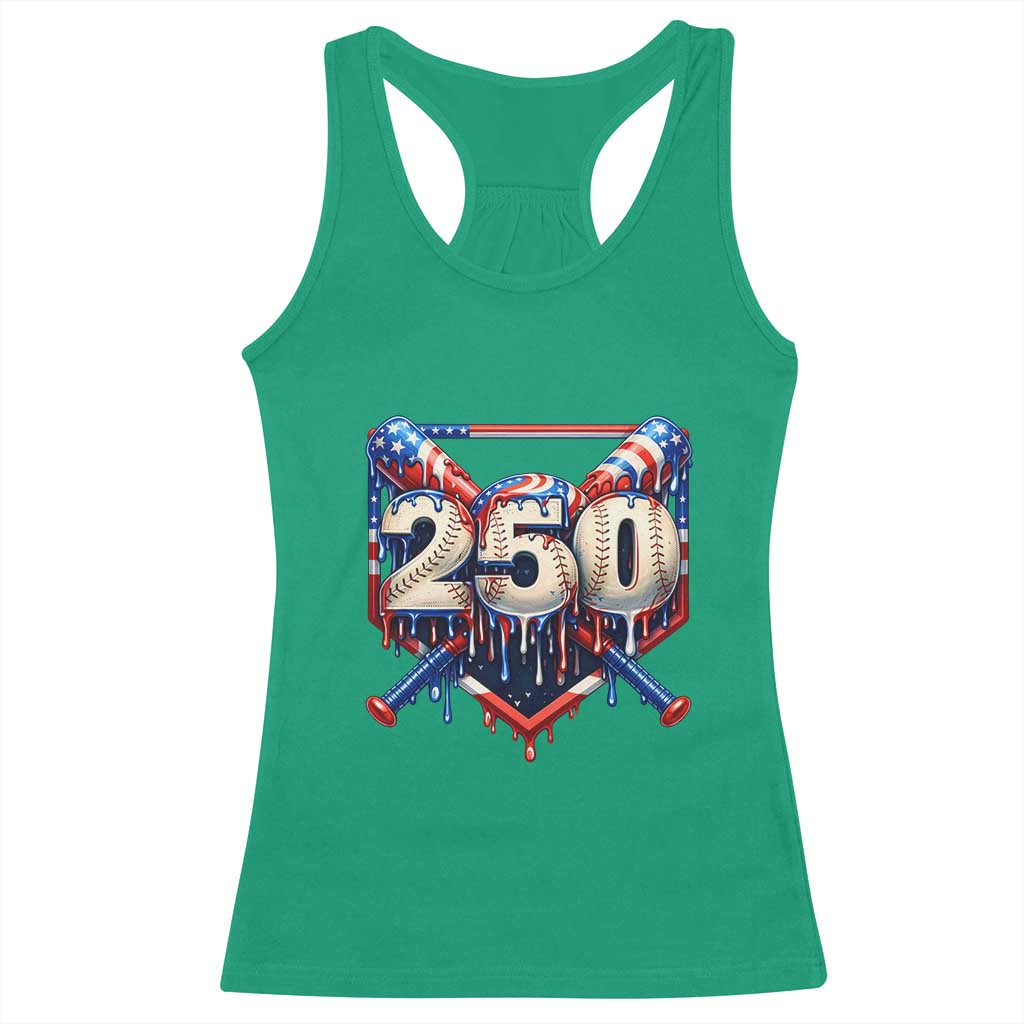 Patriotic Baseball Drip Racerback Tank Top USA 250th Anniversary Gift