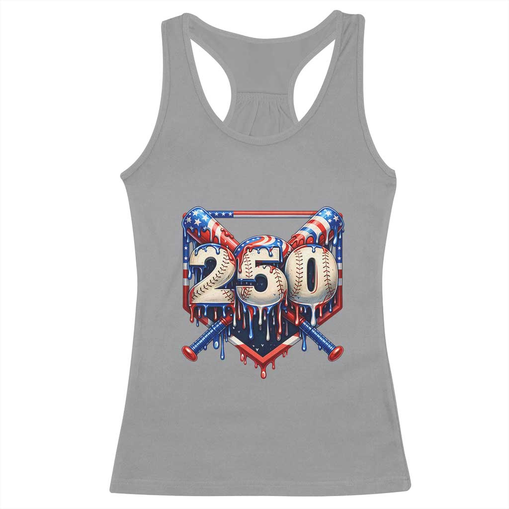 Patriotic Baseball Drip Racerback Tank Top USA 250th Anniversary Gift