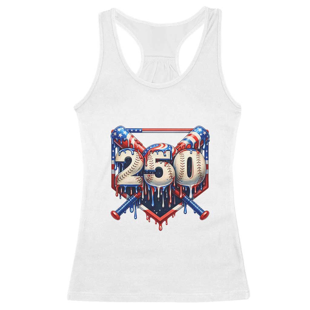 Patriotic Baseball Drip Racerback Tank Top USA 250th Anniversary Gift