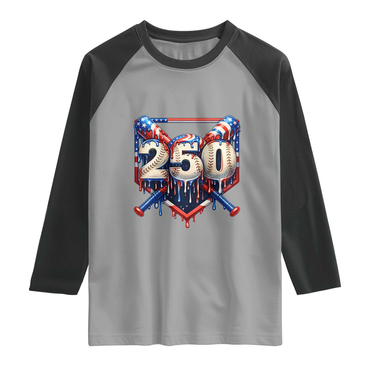 Patriotic Baseball Drip Raglan Shirt USA 250th Anniversary Gift