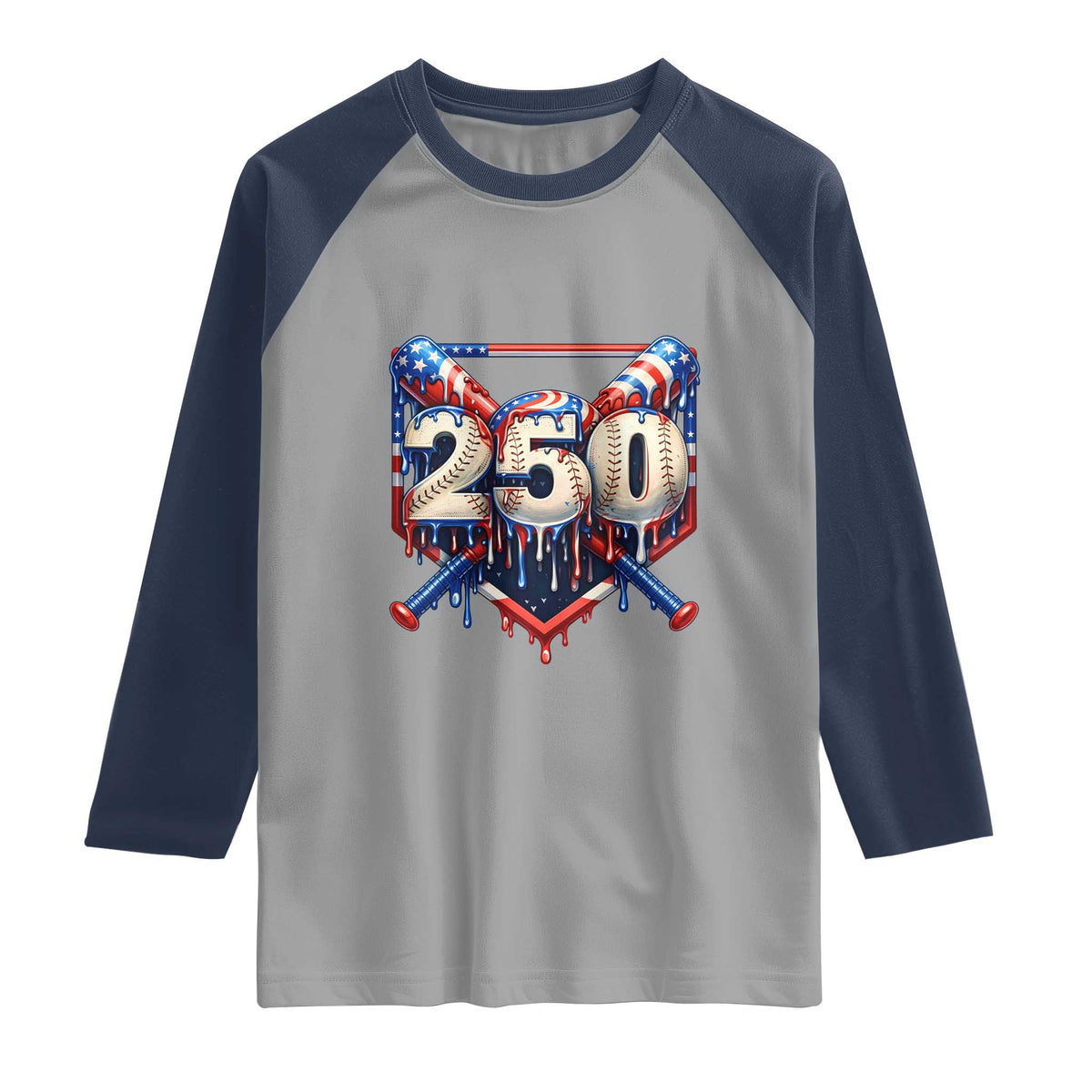 Patriotic Baseball Drip Raglan Shirt USA 250th Anniversary Gift