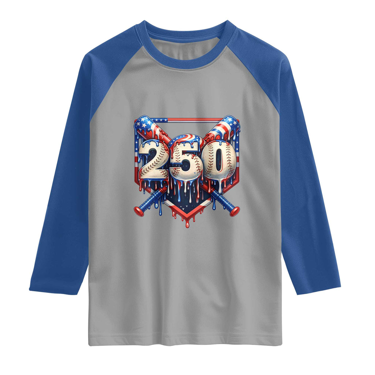 Patriotic Baseball Drip Raglan Shirt USA 250th Anniversary Gift