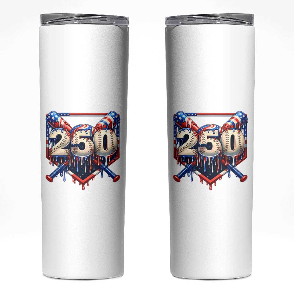 Patriotic Baseball Drip Skinny Tumbler USA 250th Anniversary Gift