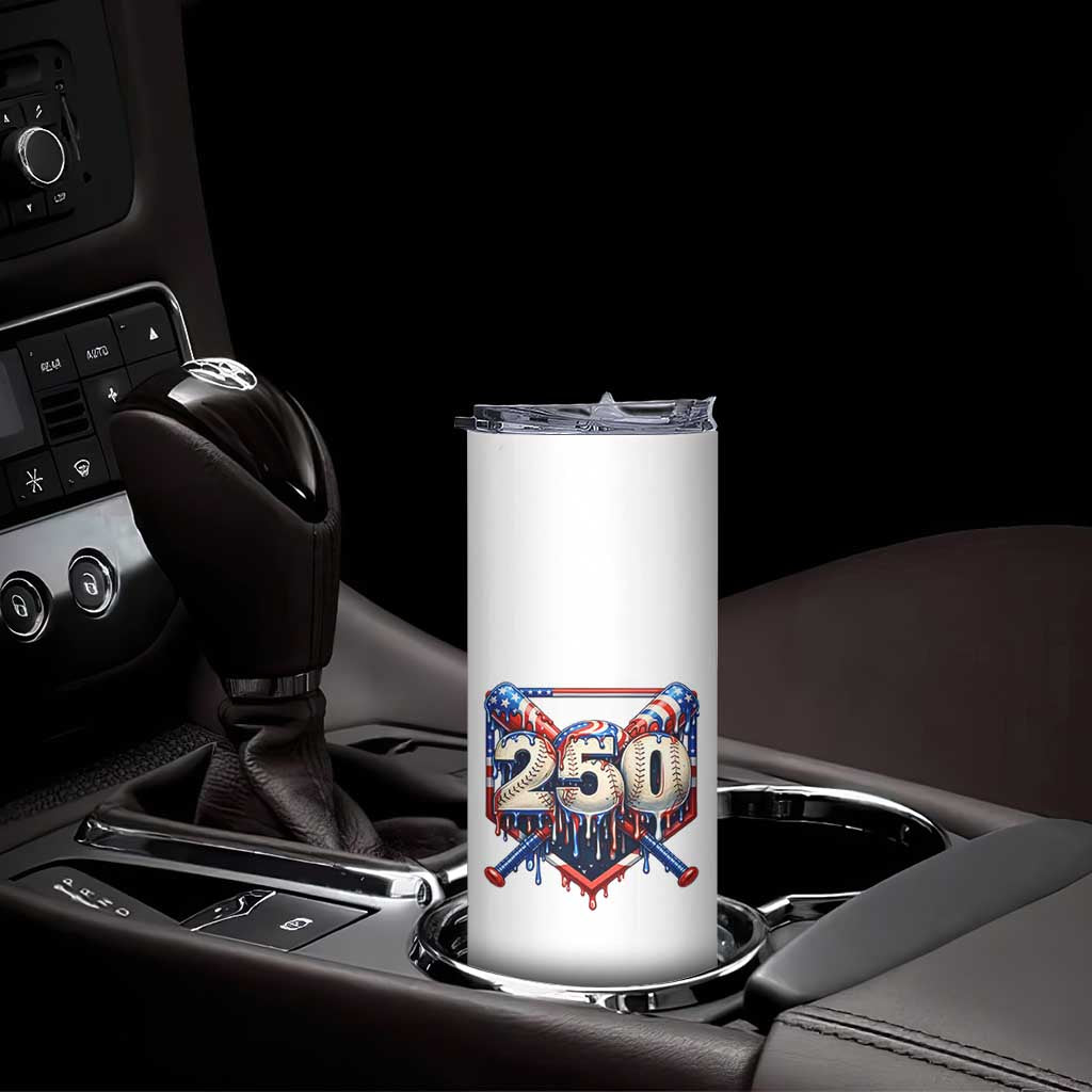 Patriotic Baseball Drip Skinny Tumbler USA 250th Anniversary Gift