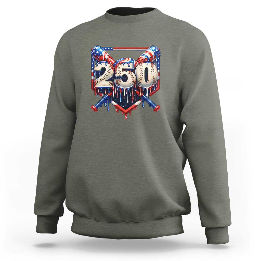 Patriotic Baseball Drip Sweatshirt USA 250th Anniversary Gift