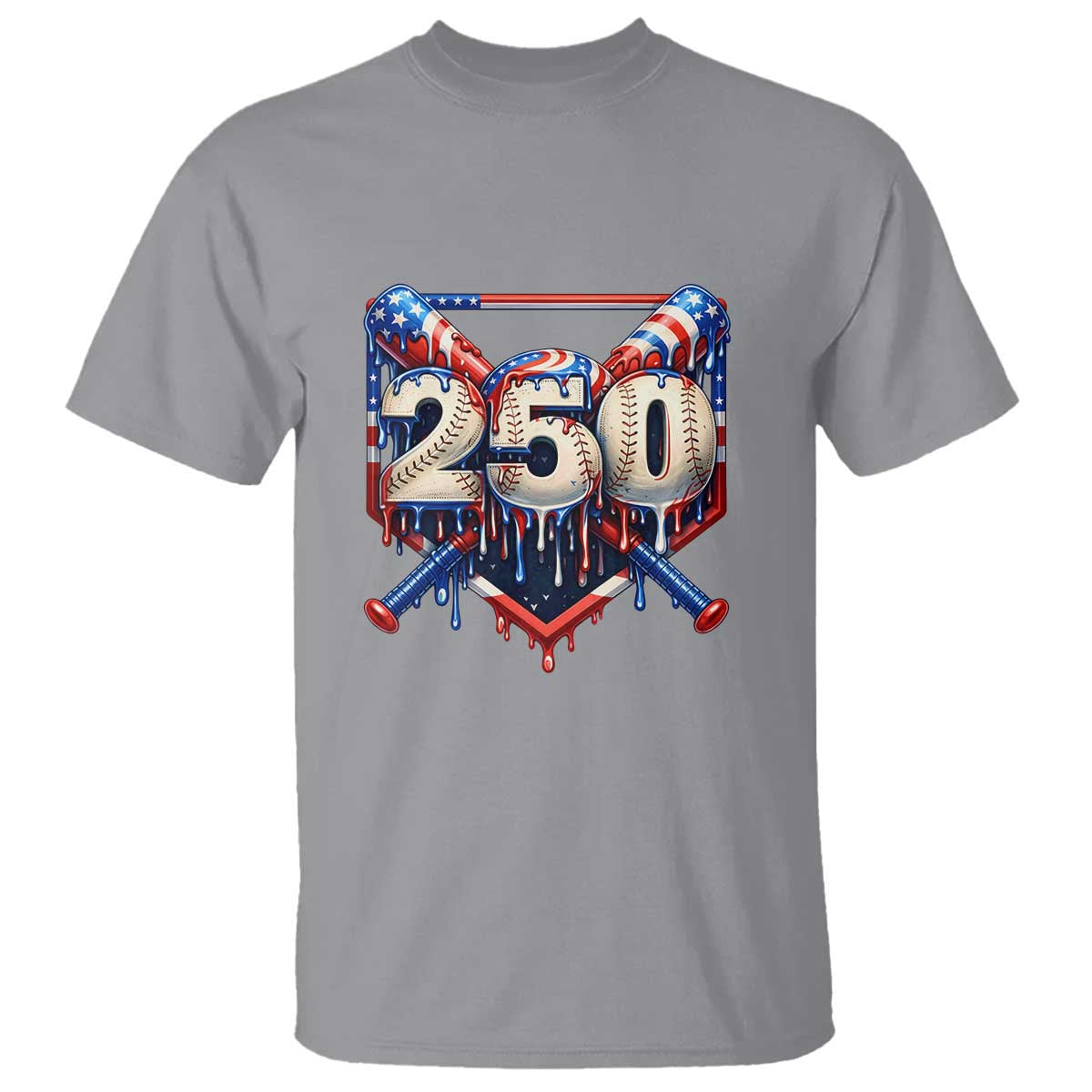 Patriotic Baseball Drip T Shirt USA 250th Anniversary Gift