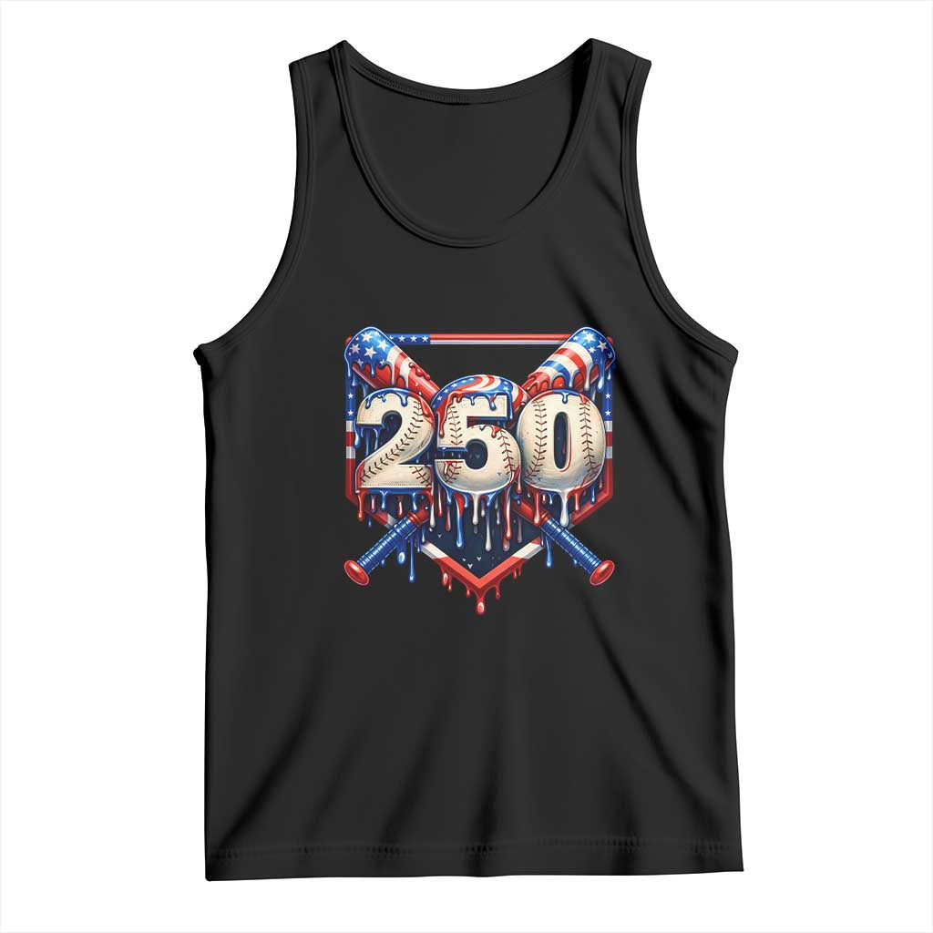 Patriotic Baseball Drip Tank Top USA 250th Anniversary Gift