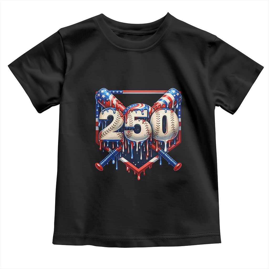 Patriotic Baseball Drip Toddler T Shirt USA 250th Anniversary Gift