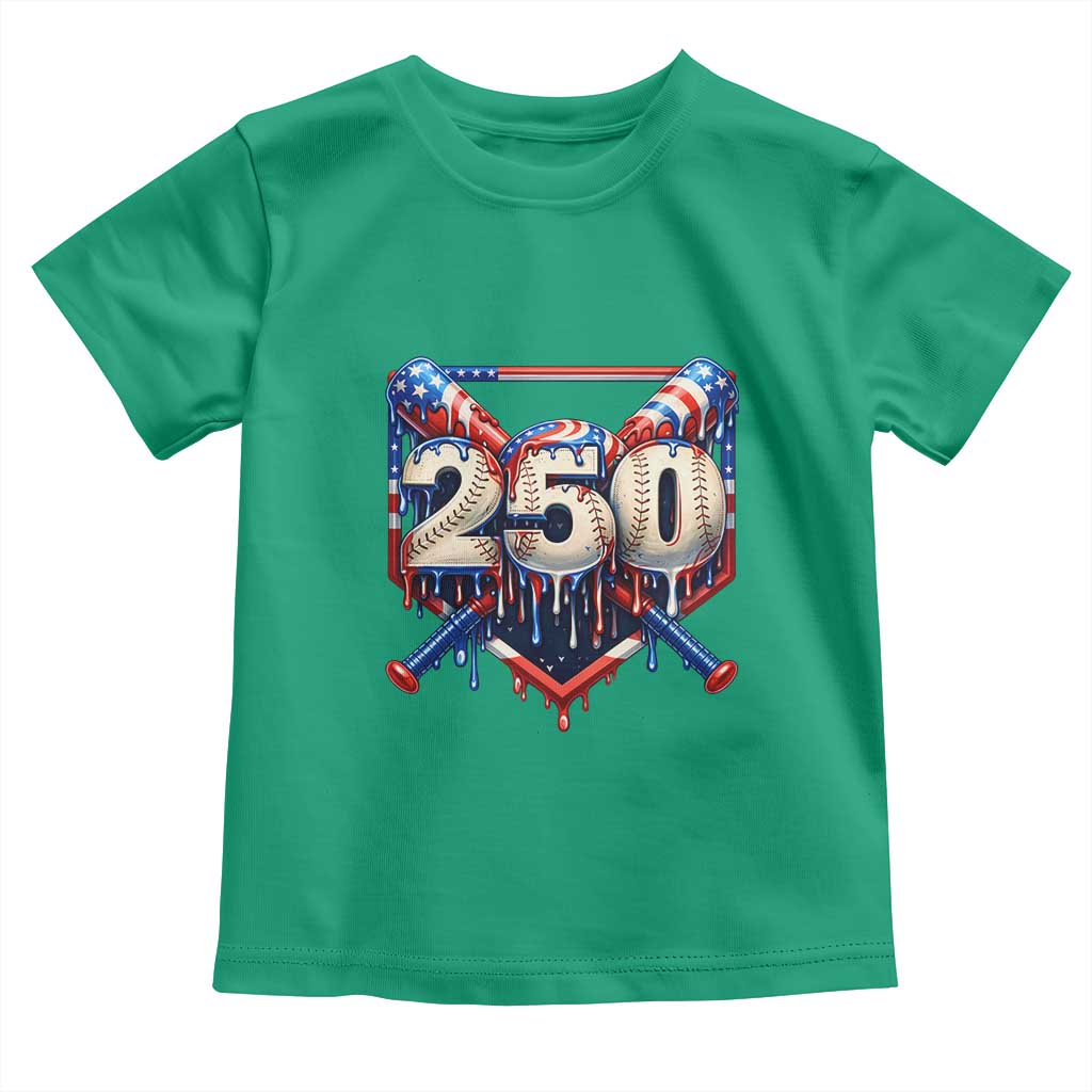 Patriotic Baseball Drip Toddler T Shirt USA 250th Anniversary Gift