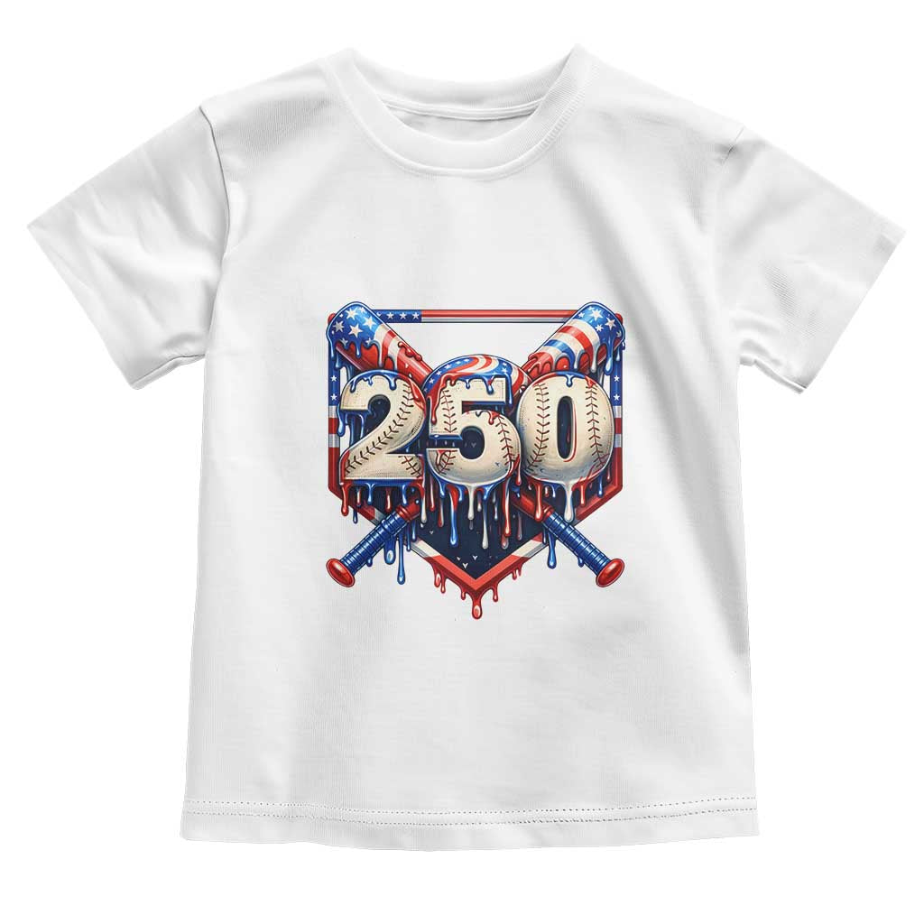 Patriotic Baseball Drip Toddler T Shirt USA 250th Anniversary Gift