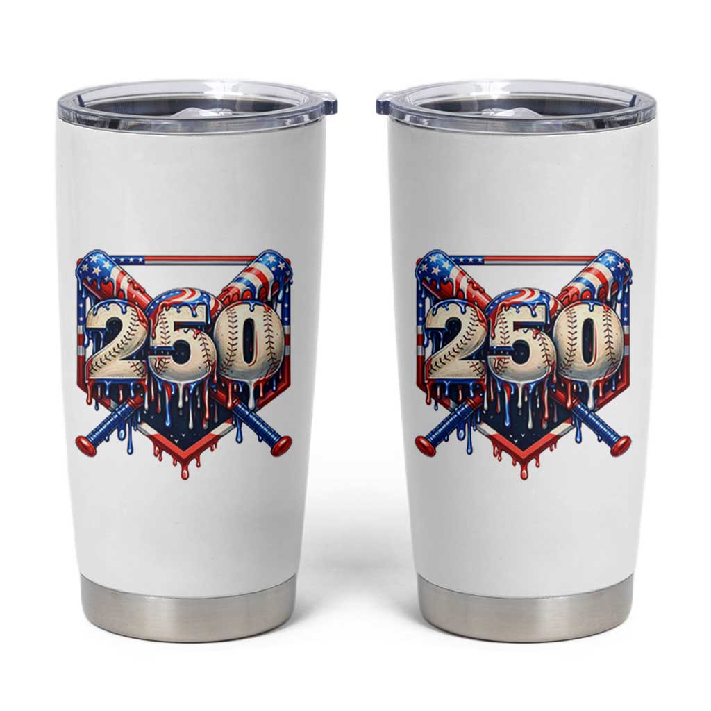 Patriotic Baseball Drip Tumbler Cup USA 250th Anniversary Gift