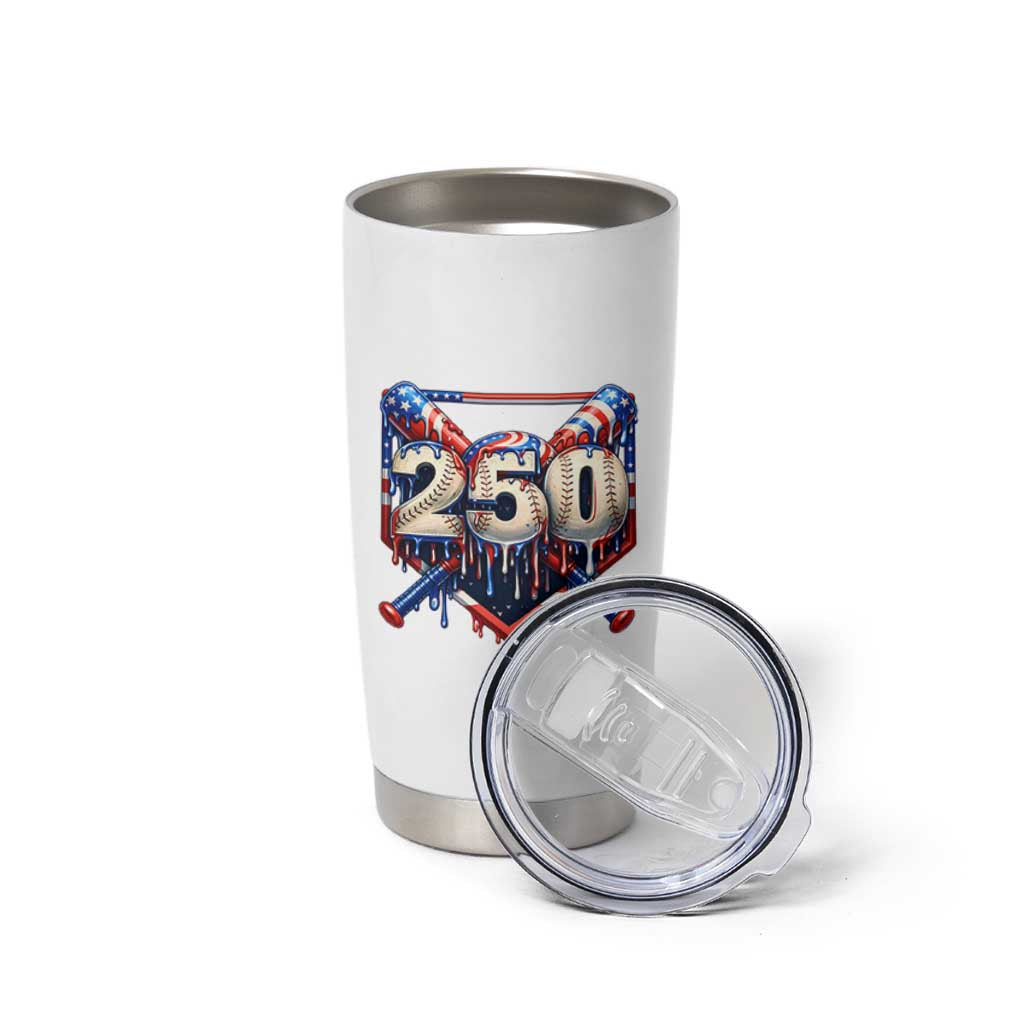 Patriotic Baseball Drip Tumbler Cup USA 250th Anniversary Gift