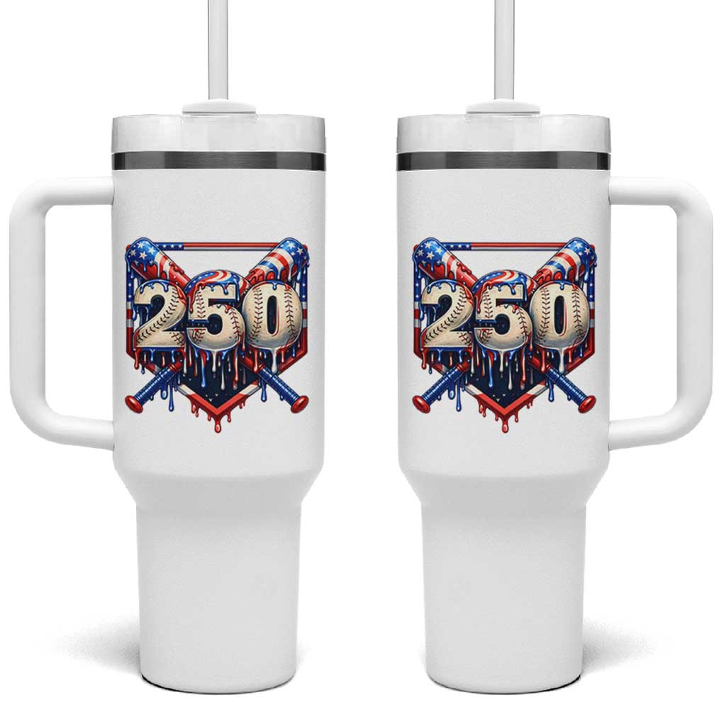 Patriotic Baseball Drip Tumbler With Handle USA 250th Anniversary Gift