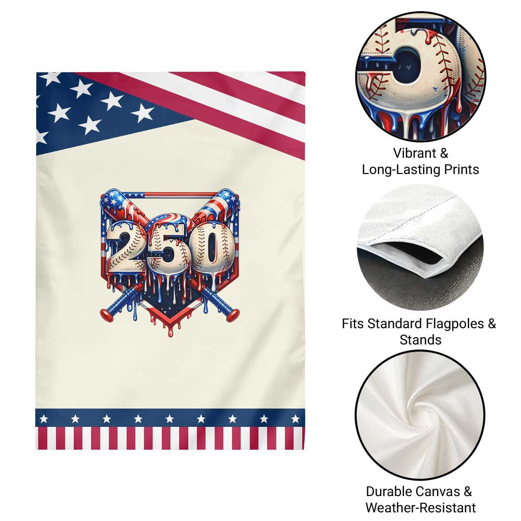 Baseball Drip Graphic Patriotic Garden Flag USA 250th Anniversary Gift