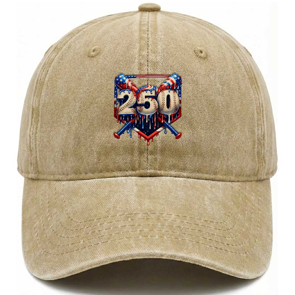 Patriotic Baseball Drip Washed Cotton Baseball Cap USA 250th Anniversary Gift
