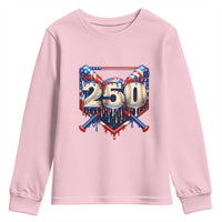 Patriotic Baseball Drip Youth Sweatshirt USA 250th Anniversary Gift