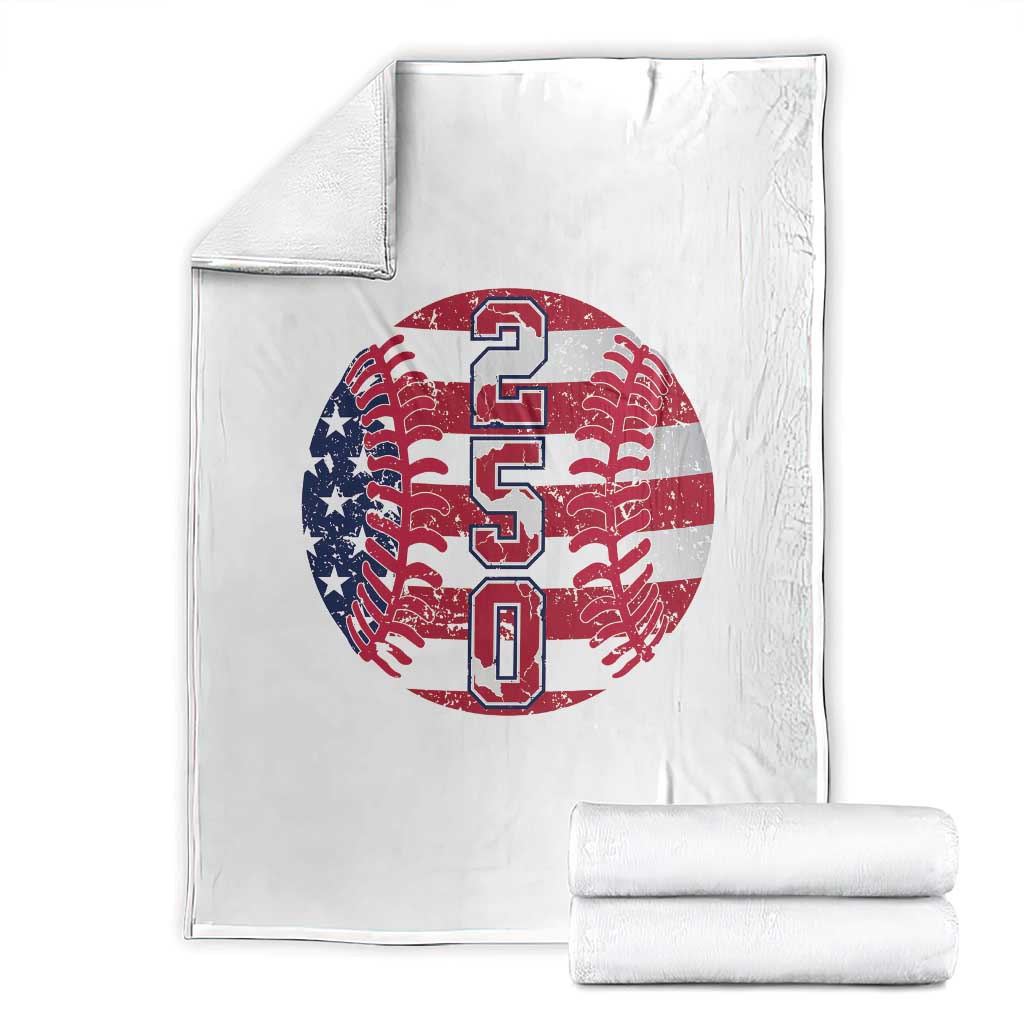 USA 250th Anniversary Baseball Throw Blanket Patriotic Athlete Gift
