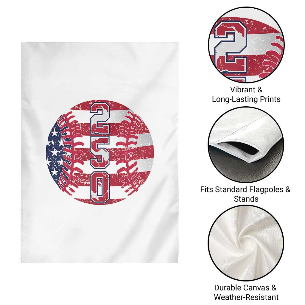 USA 250th Anniversary Baseball Garden Flag Patriotic Athlete Gift