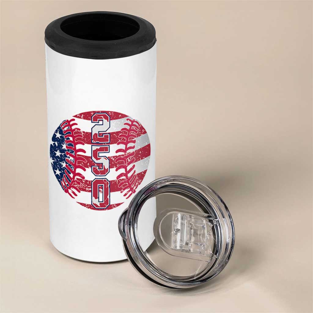 USA 250th Anniversary Baseball 4 in 1 Can Cooler Tumbler Patriotic Athlete Gift