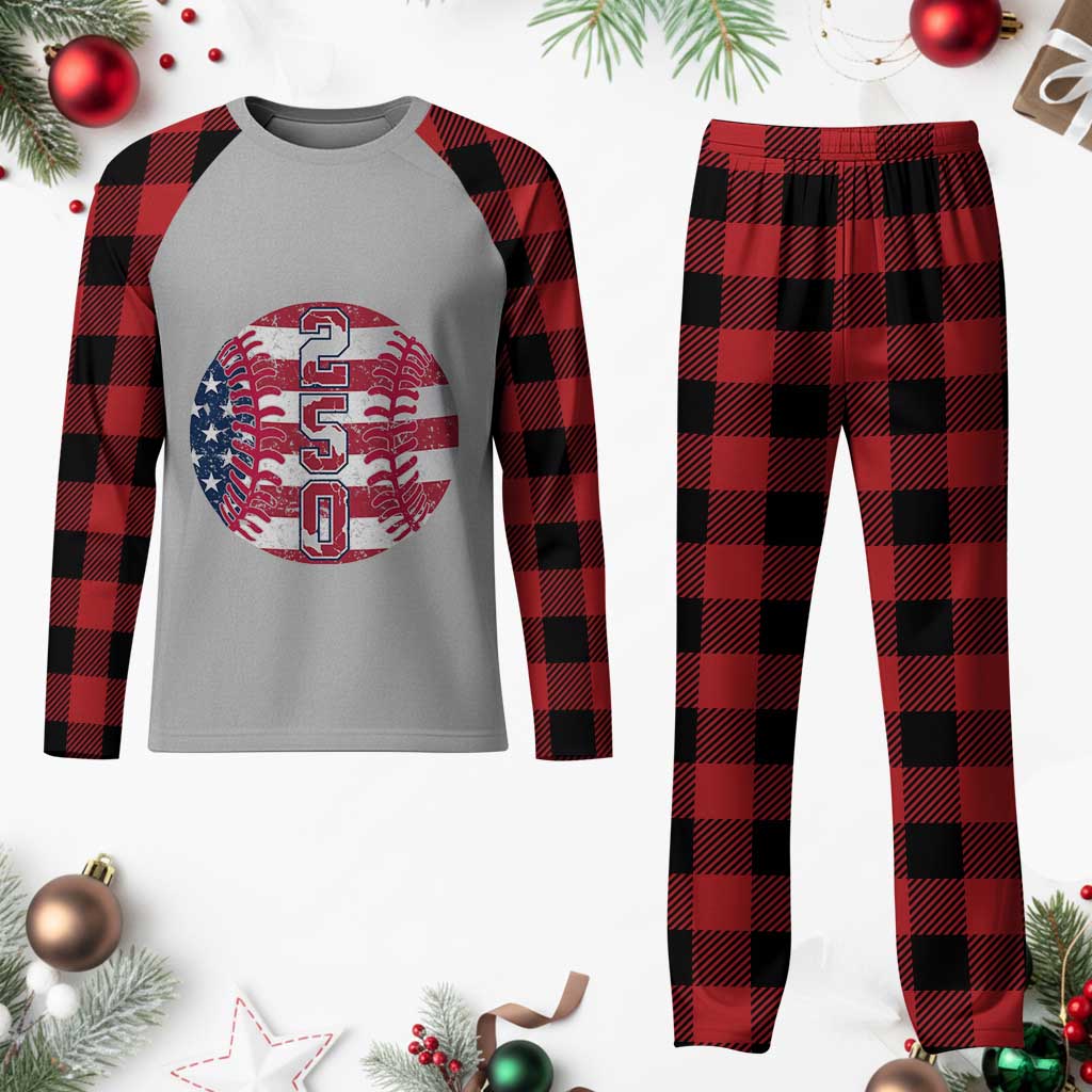 USA 250th Anniversary Baseball Plaid Pajama Set Patriotic Athlete Gift