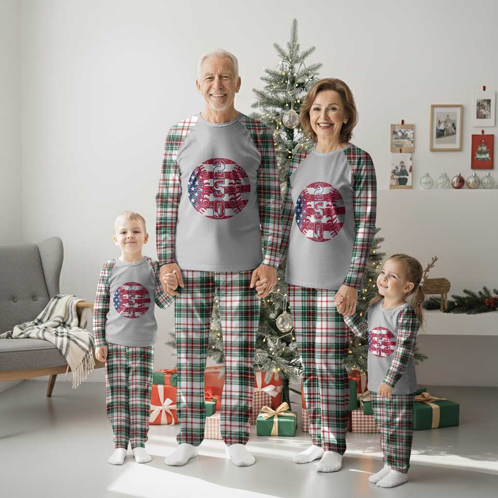 USA 250th Anniversary Baseball Plaid Pajama Set Patriotic Athlete Gift