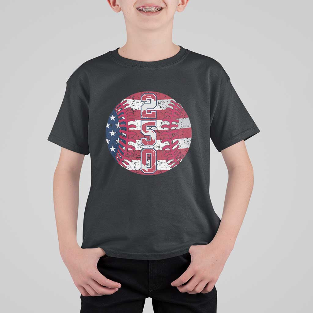 USA 250th Anniversary Baseball T Shirt For Kid Patriotic Athlete Gift