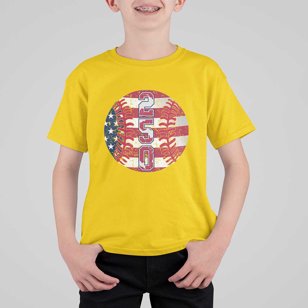 USA 250th Anniversary Baseball T Shirt For Kid Patriotic Athlete Gift