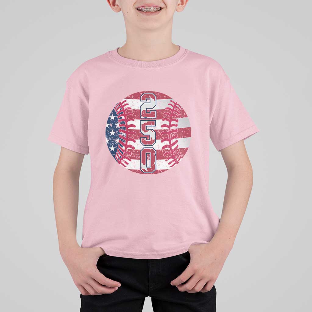 USA 250th Anniversary Baseball T Shirt For Kid Patriotic Athlete Gift