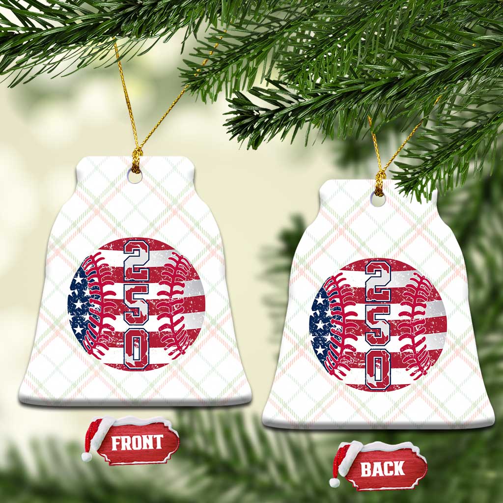 USA 250th Anniversary Baseball Ceramic Ornament Patriotic Athlete Gift