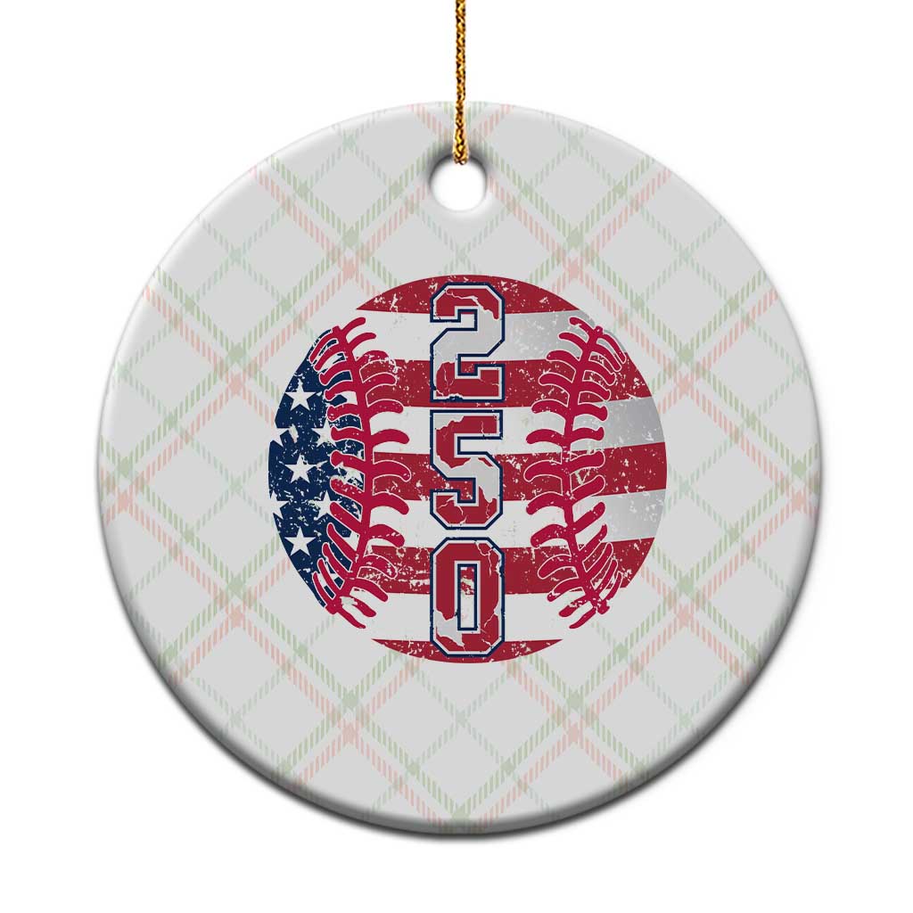 USA 250th Anniversary Baseball Ceramic Ornament Patriotic Athlete Gift