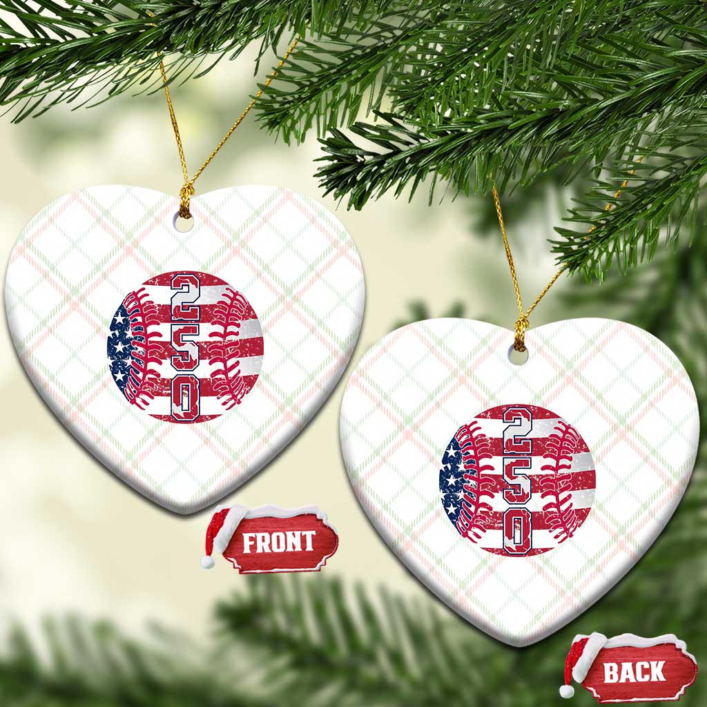 USA 250th Anniversary Baseball Ceramic Ornament Patriotic Athlete Gift