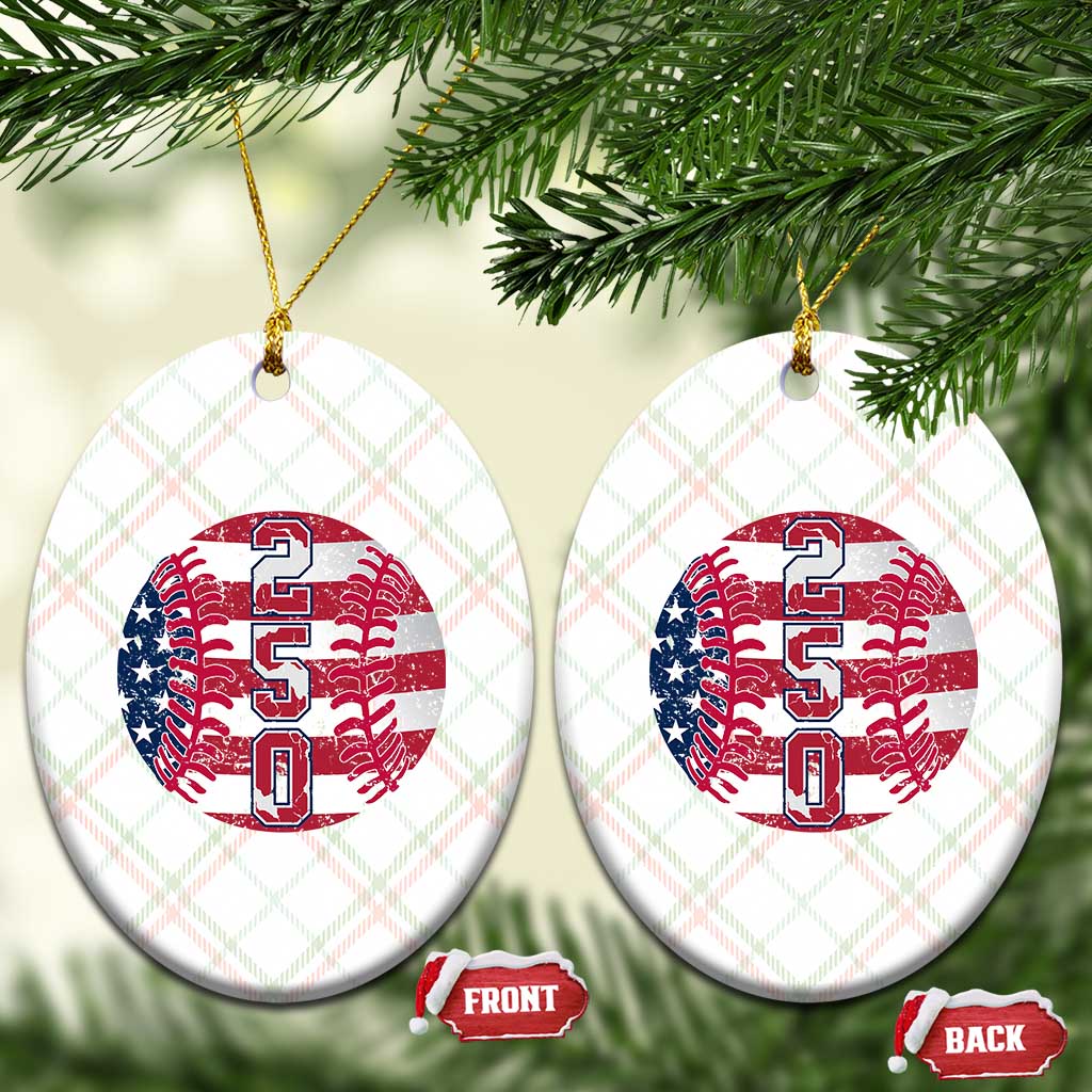 USA 250th Anniversary Baseball Ceramic Ornament Patriotic Athlete Gift
