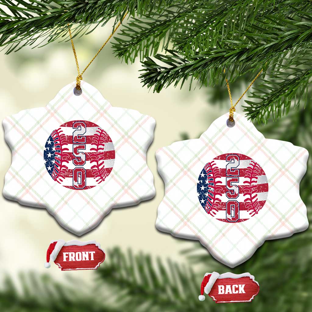 USA 250th Anniversary Baseball Ceramic Ornament Patriotic Athlete Gift