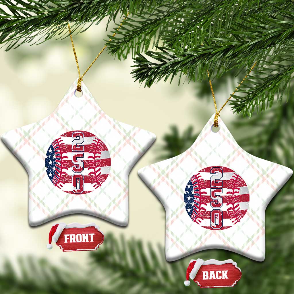 USA 250th Anniversary Baseball Ceramic Ornament Patriotic Athlete Gift