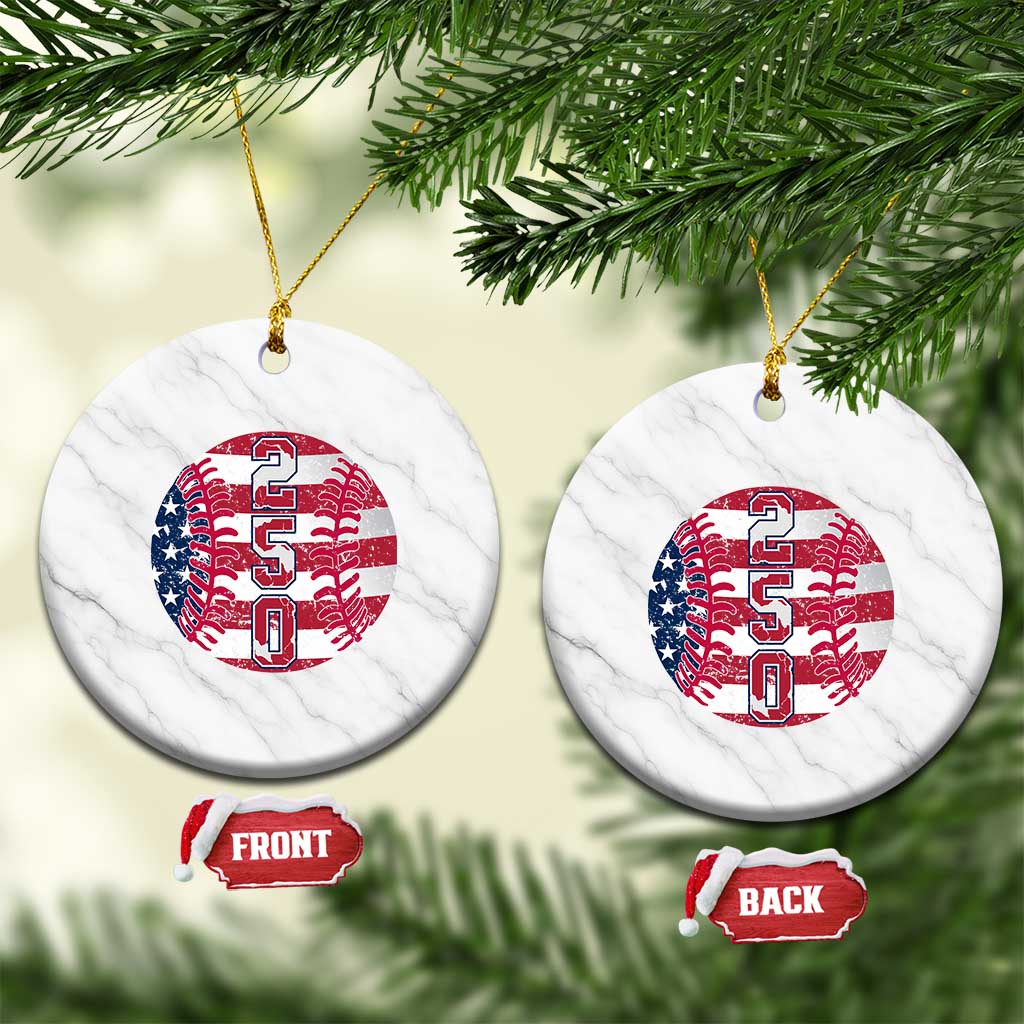 USA 250th Anniversary Baseball Ceramic Ornament Patriotic Athlete Gift