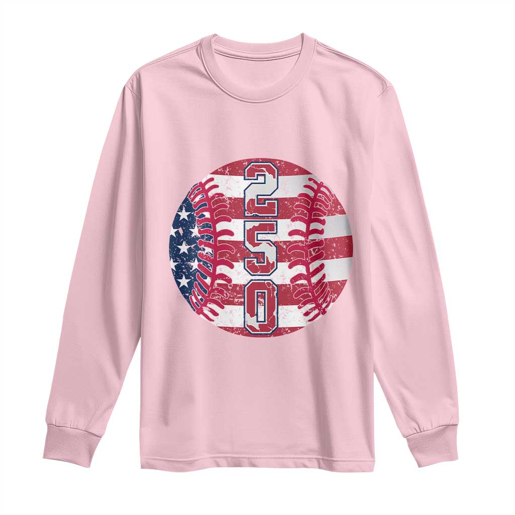 USA 250th Anniversary Baseball Long Sleeve Shirt Patriotic Athlete Gift