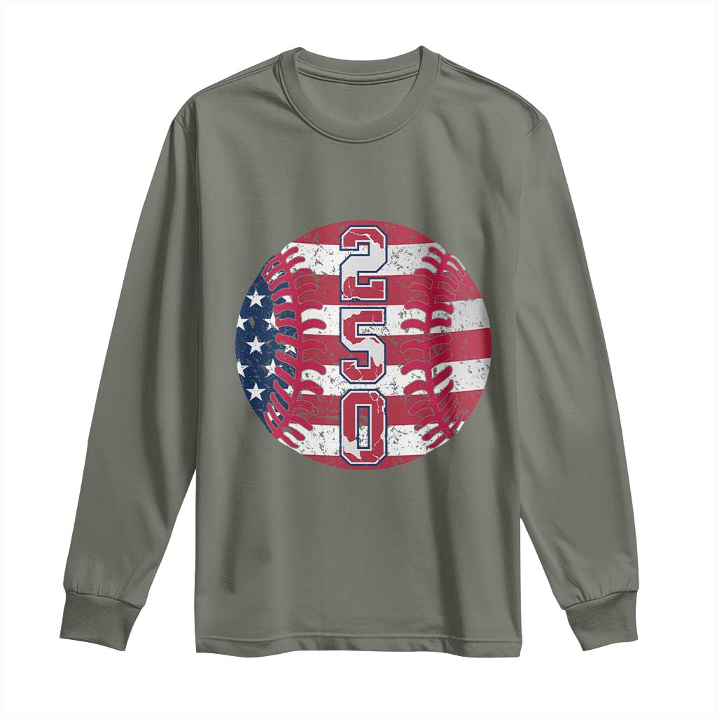 USA 250th Anniversary Baseball Long Sleeve Shirt Patriotic Athlete Gift