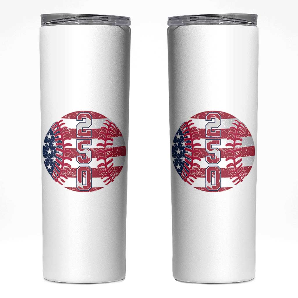 USA 250th Anniversary Baseball Skinny Tumbler Patriotic Athlete Gift