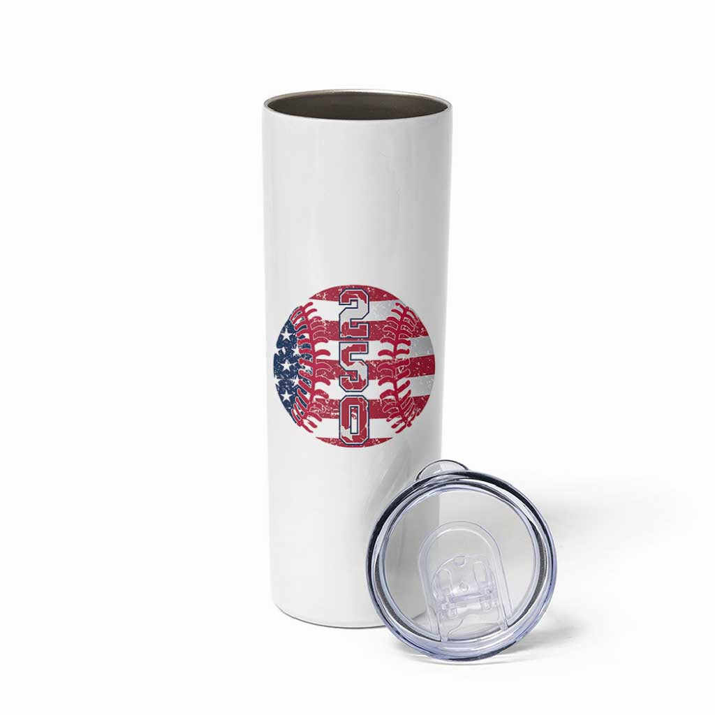USA 250th Anniversary Baseball Skinny Tumbler Patriotic Athlete Gift