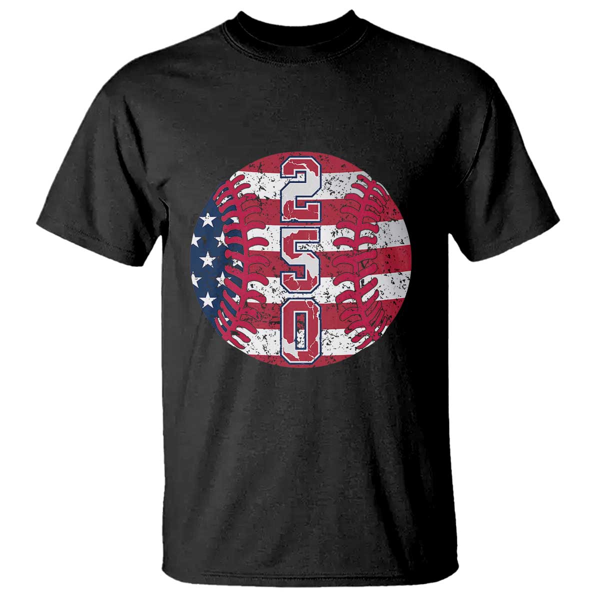 USA 250th Anniversary Baseball T Shirt Patriotic Athlete Gift