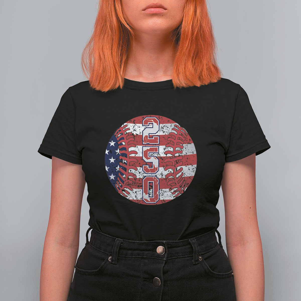 USA 250th Anniversary Baseball T Shirt For Women Patriotic Athlete Gift