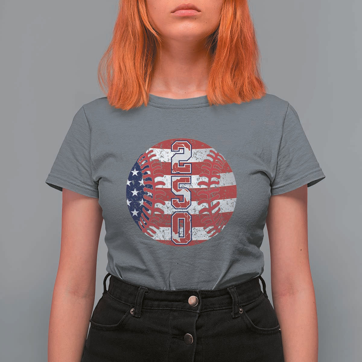 USA 250th Anniversary Baseball T Shirt For Women Patriotic Athlete Gift