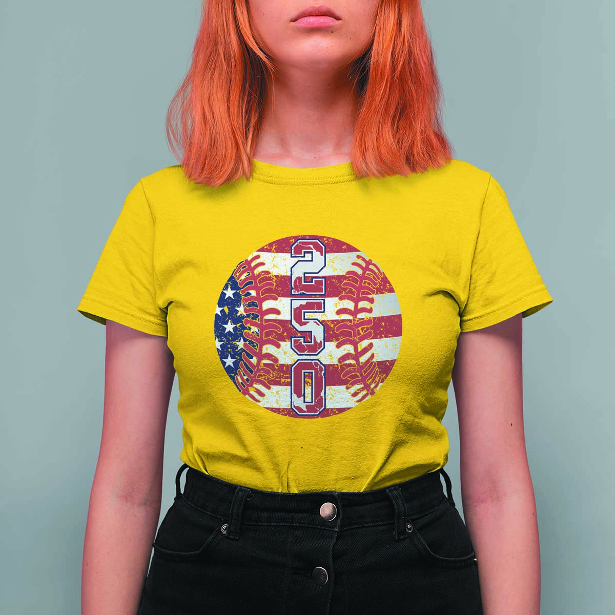 USA 250th Anniversary Baseball T Shirt For Women Patriotic Athlete Gift